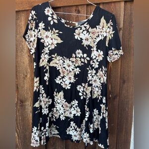 Astr Black and Cream Floral Dress